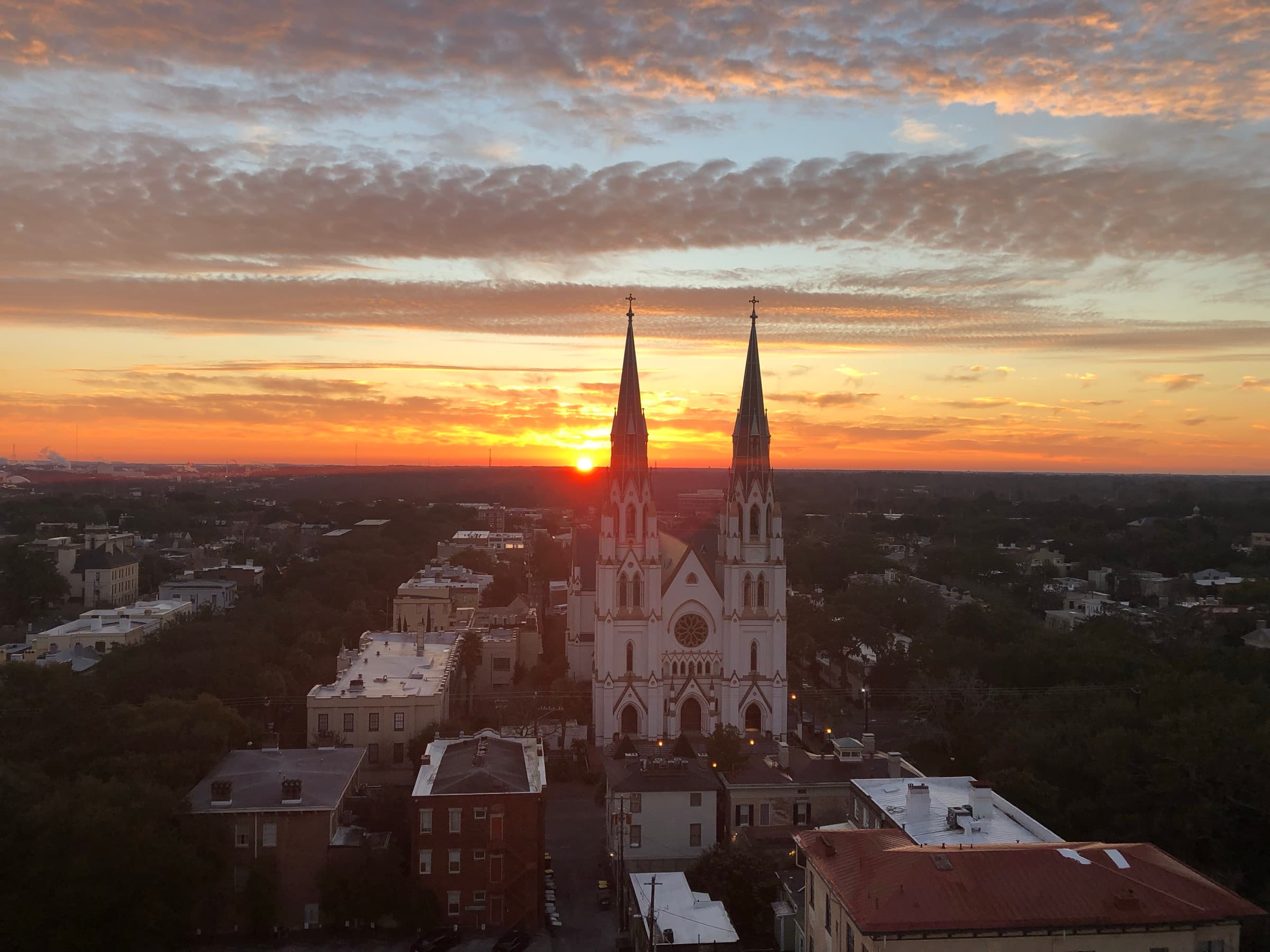 Savannah cathedral at sunset